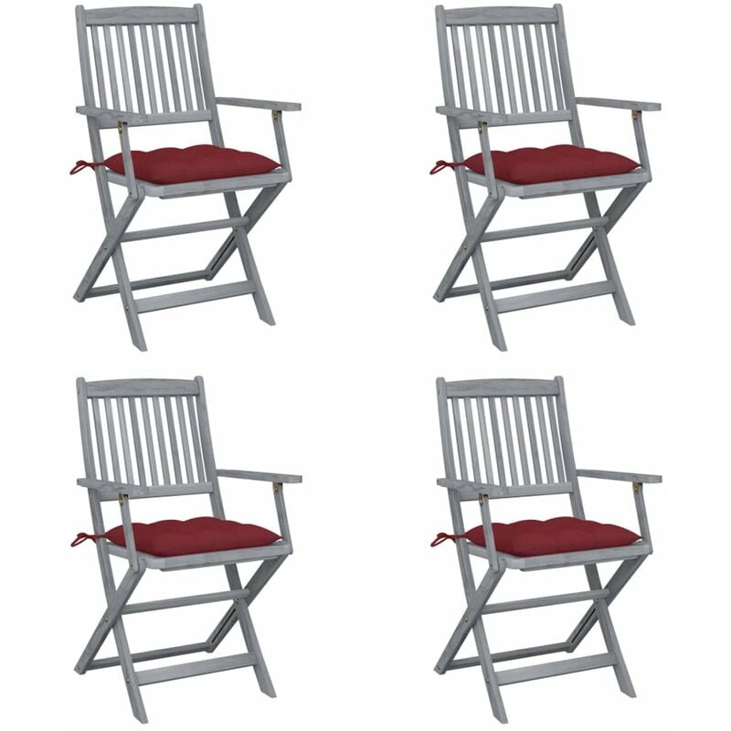 

Sillas de jardin plegables 4 uds cojines madera maciza acacia