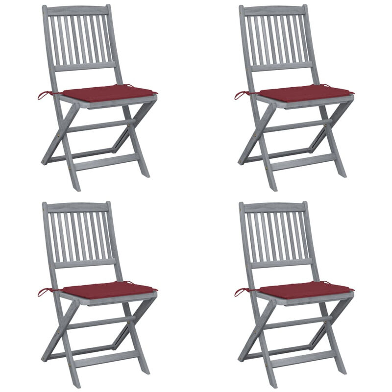 

Sillas de jardin plegables 4 uds cojines madera maciza acacia
