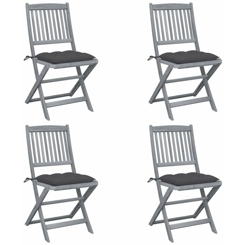 

Sillas de jardin plegables 4 uds cojines madera maciza acacia