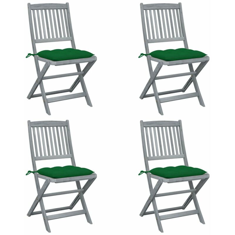 

Sillas de jardin plegables 4 uds cojines madera maciza acacia