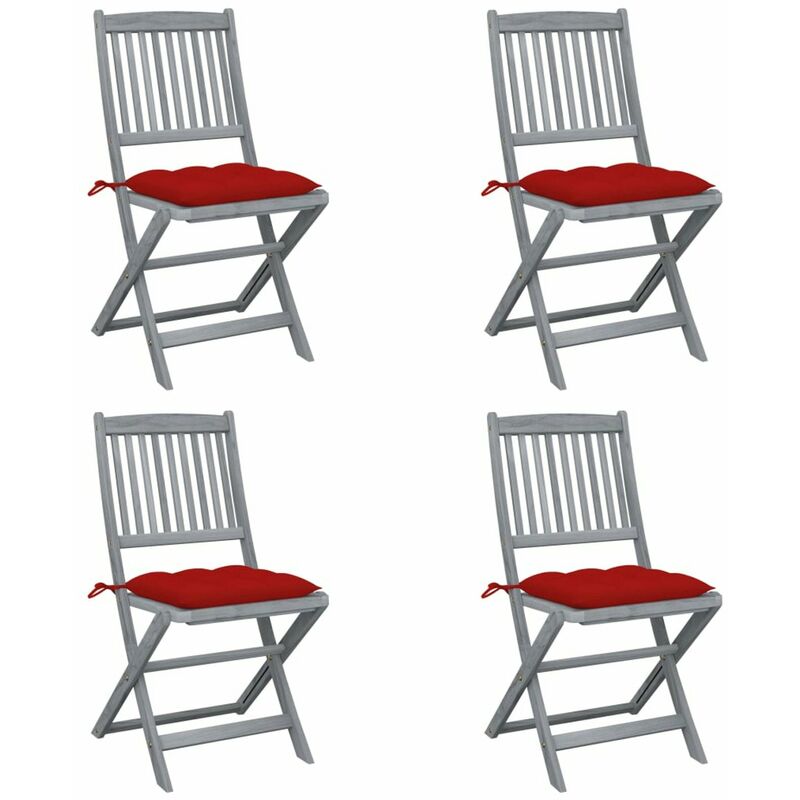 

Sillas de jardin plegables 4 uds cojines madera maciza acacia