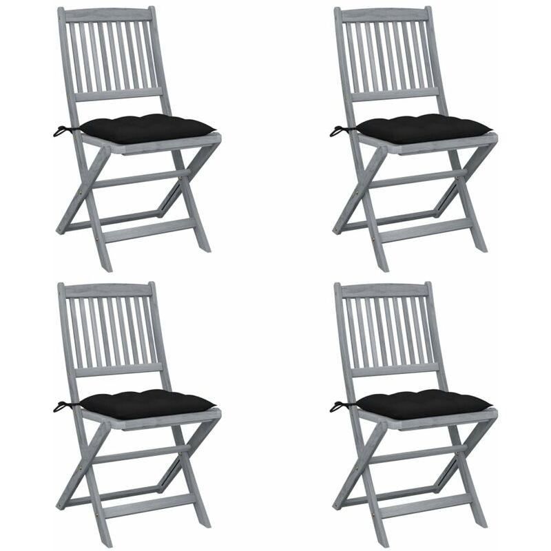 

Sillas de jardin plegables 4 uds cojines madera maciza acacia