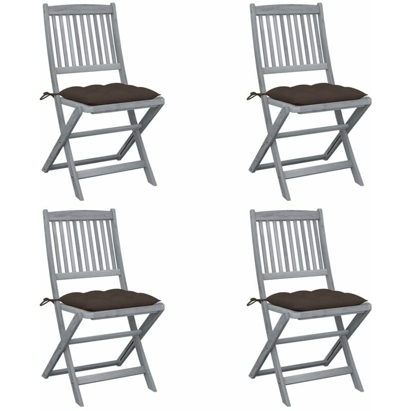 

Sillas de jardin plegables 4 uds cojines madera maciza acacia