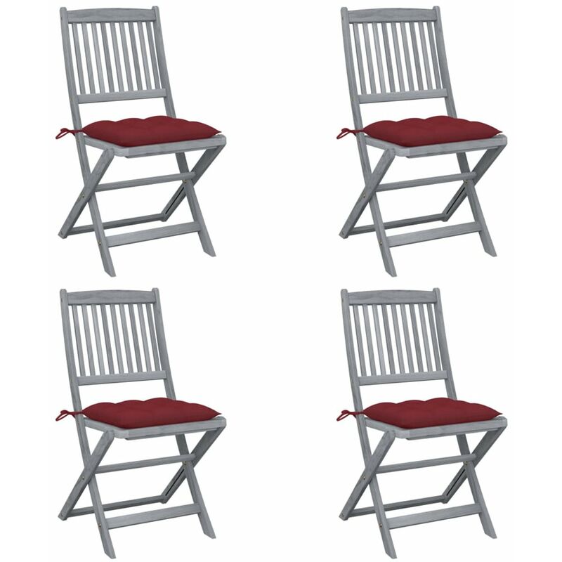

Sillas de jardin plegables 4 uds cojines madera maciza acacia