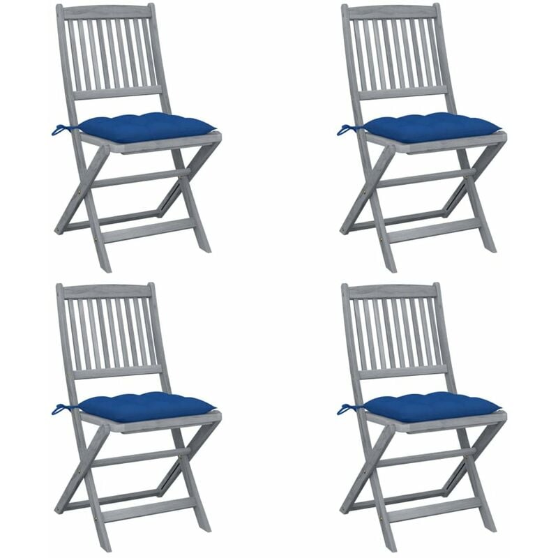 

Sillas de jardin plegables 4 uds cojines madera maciza acacia
