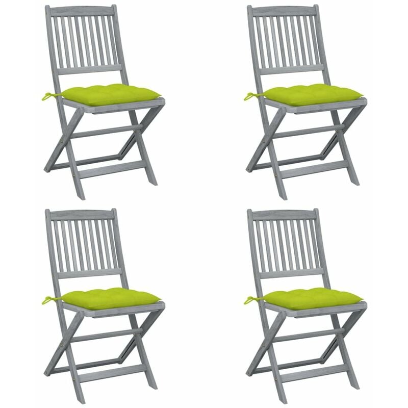 

Sillas de jardin plegables 4 uds cojines madera maciza acacia