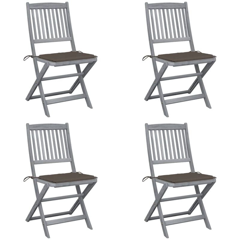 

vidaXL Sillas de jardín plegables 4 uds cojines madera maciza acacia - Marrón