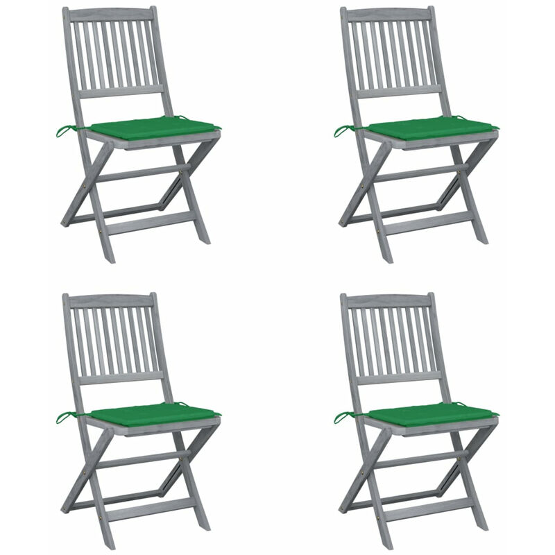 

Sillas de jardin plegables 4 uds cojines madera maciza acacia
