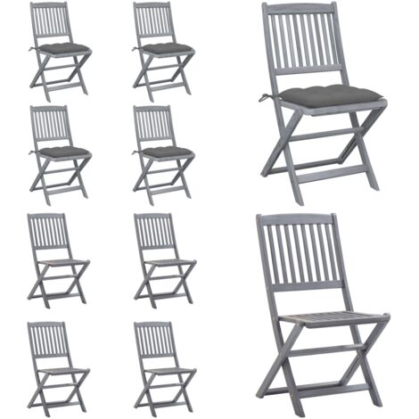 Sillas de jardín plegables 4 uds cojines madera maciza acacia - Sillas plegables - Sillas de comedor