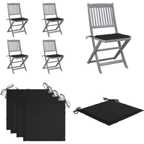 Sillas de jardín plegables 4 uds cojines madera maciza acacia - Sillas plegables - Sillas de comedor