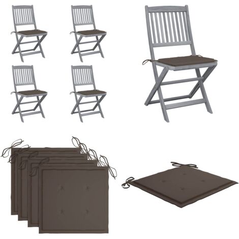 Sillas de jardín plegables 4 uds cojines madera maciza acacia - Sillas plegables - Sillas de comedor