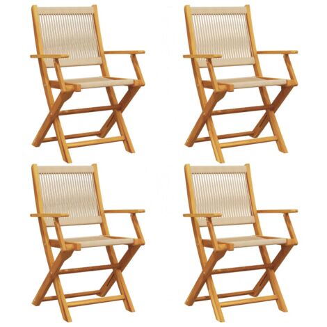 Sillas de jardín plegables 4 uds madera maciza acacia beige vidaXL