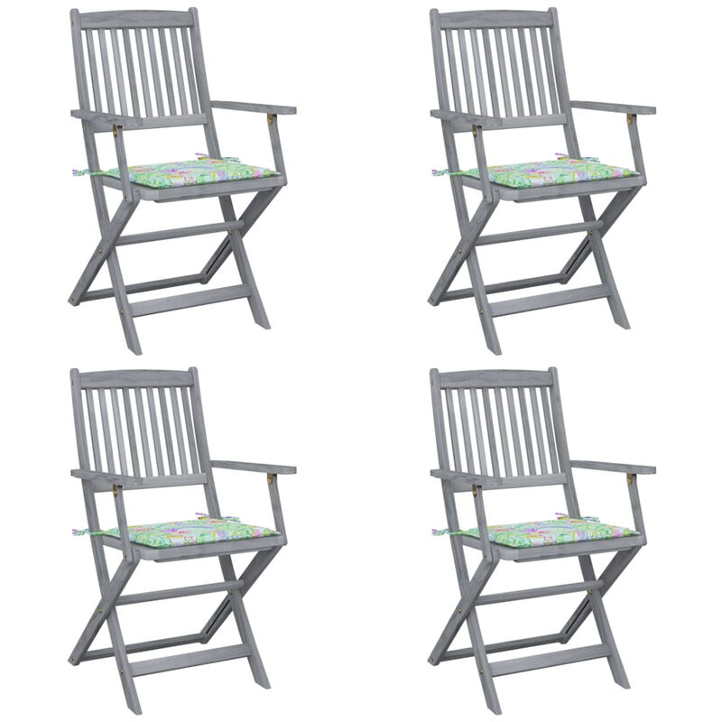 

Sillas de jardin plegables 4 uds madera maciza acacia y cojines