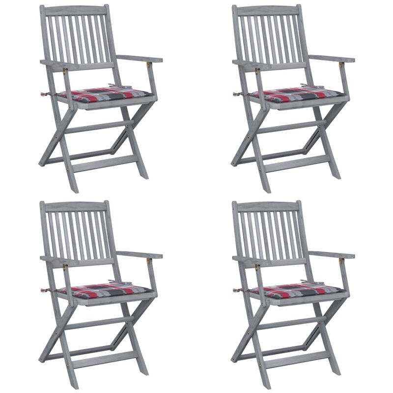 

Sillas de jardin plegables 4 uds madera maciza acacia y cojines