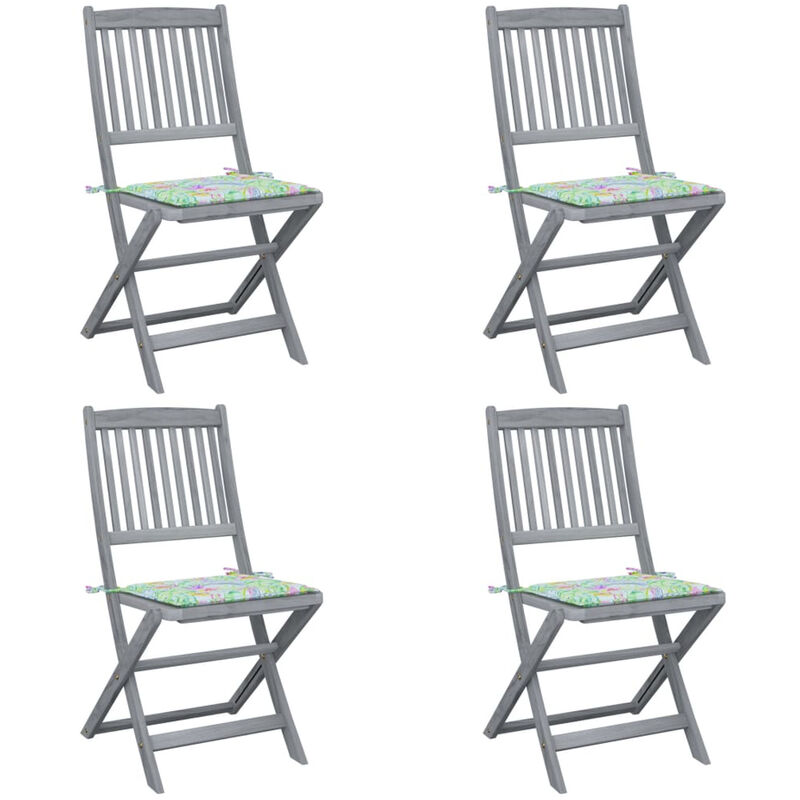 

Sillas de jardin plegables 4 uds madera maciza acacia y cojines