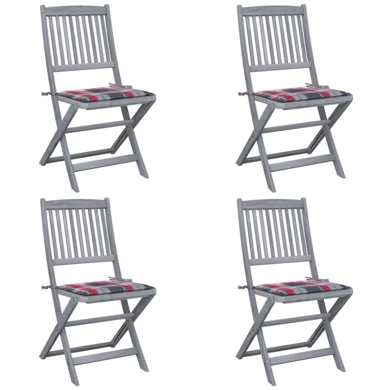 

Sillas de jardin plegables 4 uds madera maciza acacia y cojines
