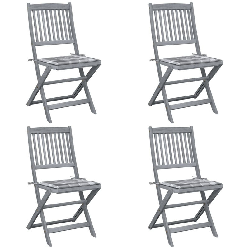 

Sillas de jardin plegables 4 uds madera maciza acacia y cojines