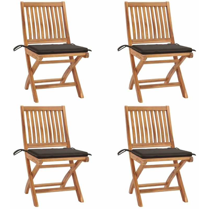 

Happyshopping - Sillas de jardin plegables 4 uds madera maciza teca con cojines