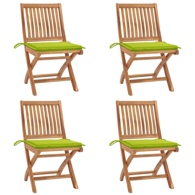 

Sillas de jardin plegables 4 uds madera maciza teca con cojines