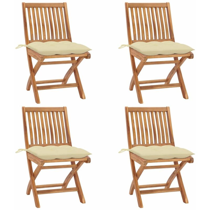 

Happyshopping - Sillas de jardin plegables 4 uds madera maciza teca con cojines