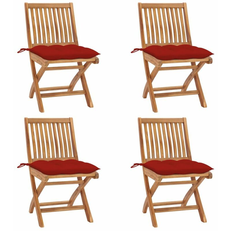 

Happyshopping - Sillas de jardin plegables 4 uds madera maciza teca con cojines