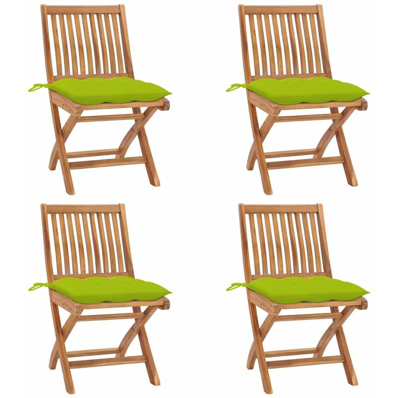 

Happyshopping - Sillas de jardin plegables 4 uds madera maciza teca con cojines