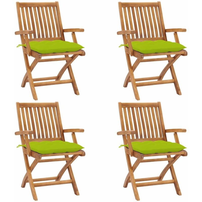

Sillas de jardín plegables 4 uds madera maciza teca con cojines