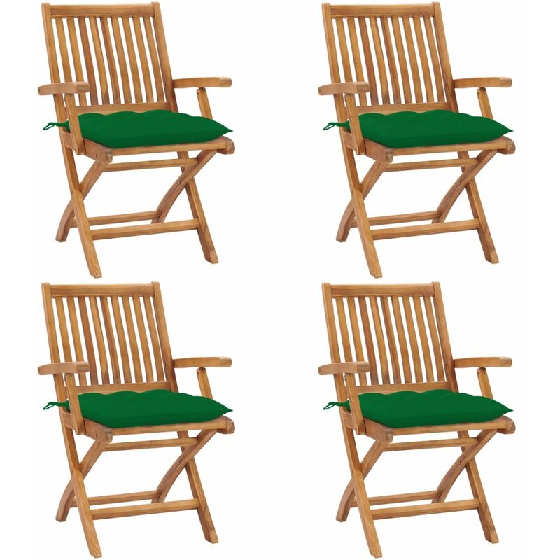 

Sillas de jardín plegables 4 uds madera maciza teca con cojines