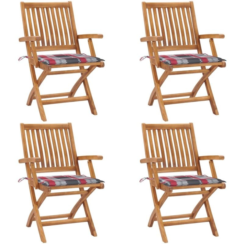 

Sillas de jardín plegables 4 uds madera maciza teca con cojines