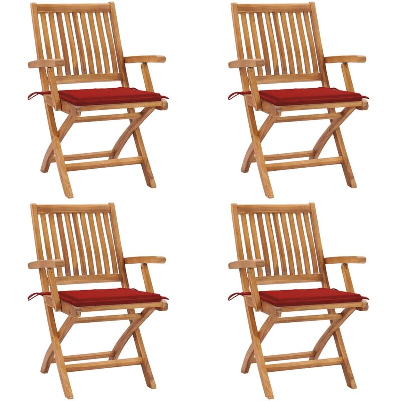 

Sillas de jardín plegables 4 uds madera maciza teca con cojines