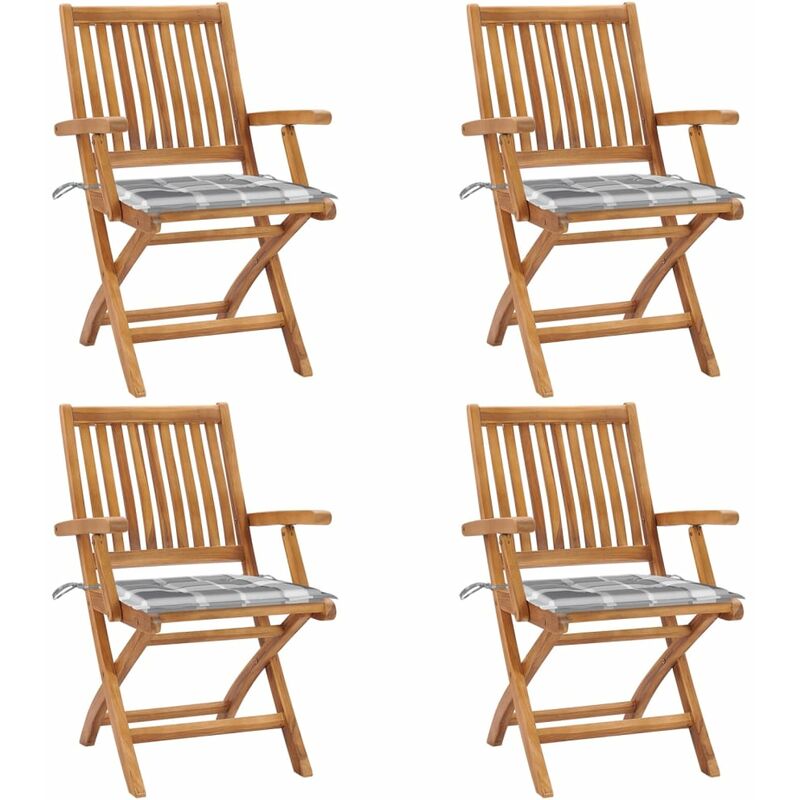 

Sillas de jardín plegables 4 uds madera maciza teca con cojines