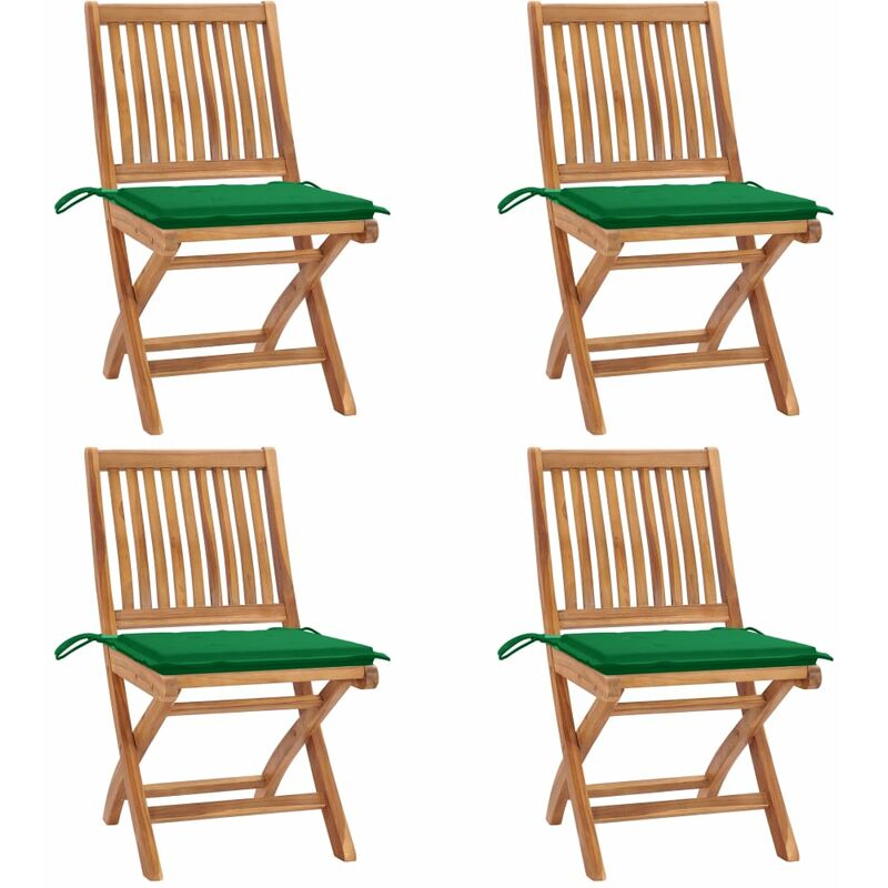 

Sillas de jardín plegables 4 uds madera maciza teca con cojines