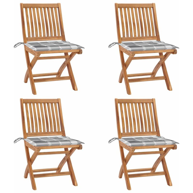 

Sillas de jardín plegables 4 uds madera maciza teca con cojines
