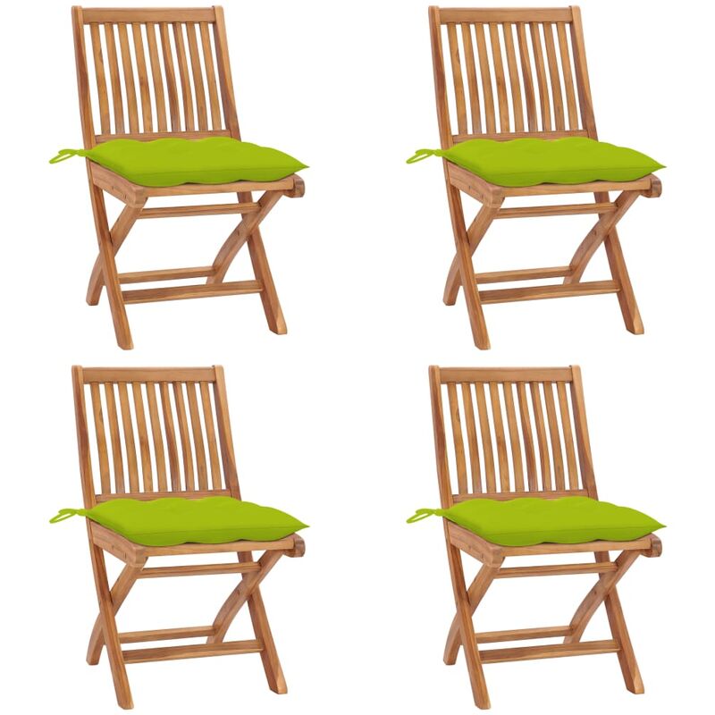 

Sillas de jardín plegables 4 uds madera maciza teca con cojines