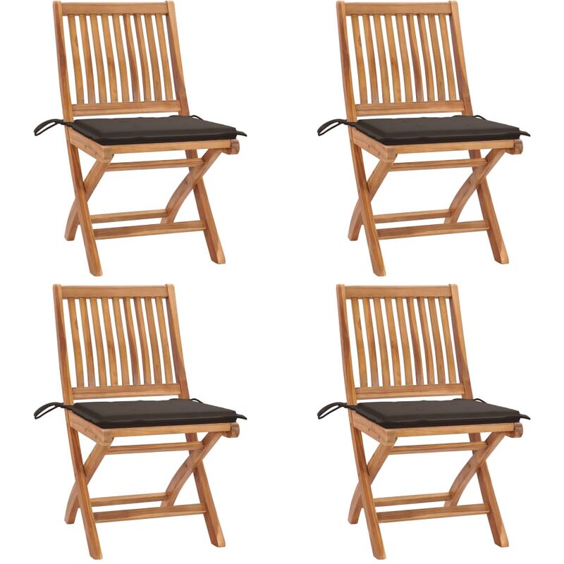 

Sillas de jardín plegables 4 uds madera maciza teca con cojines