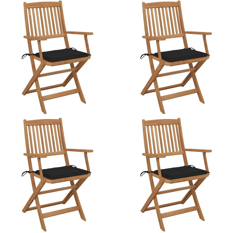 

Sillas de jardin plegables 4 uds y cojines madera maciza acacia