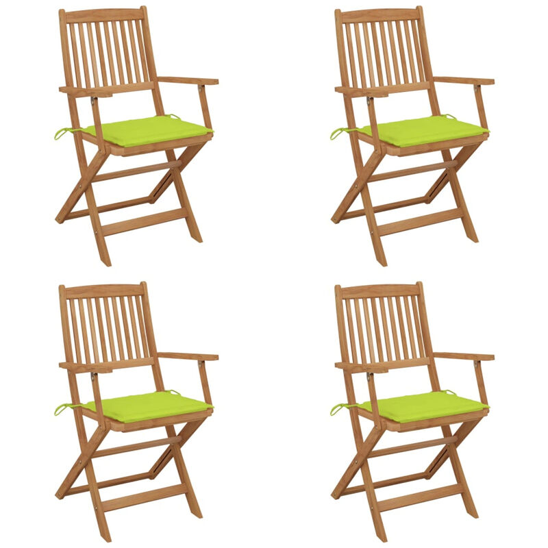 

Sillas de jardin plegables 4 uds y cojines madera maciza acacia