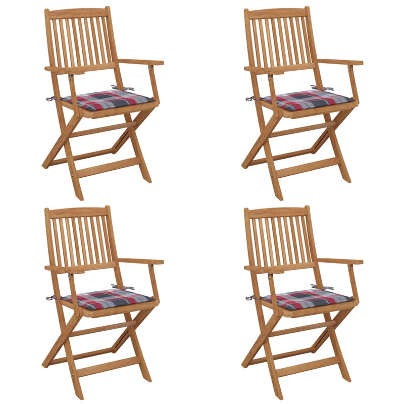 

Sillas de jardin plegables 4 uds y cojines madera maciza acacia
