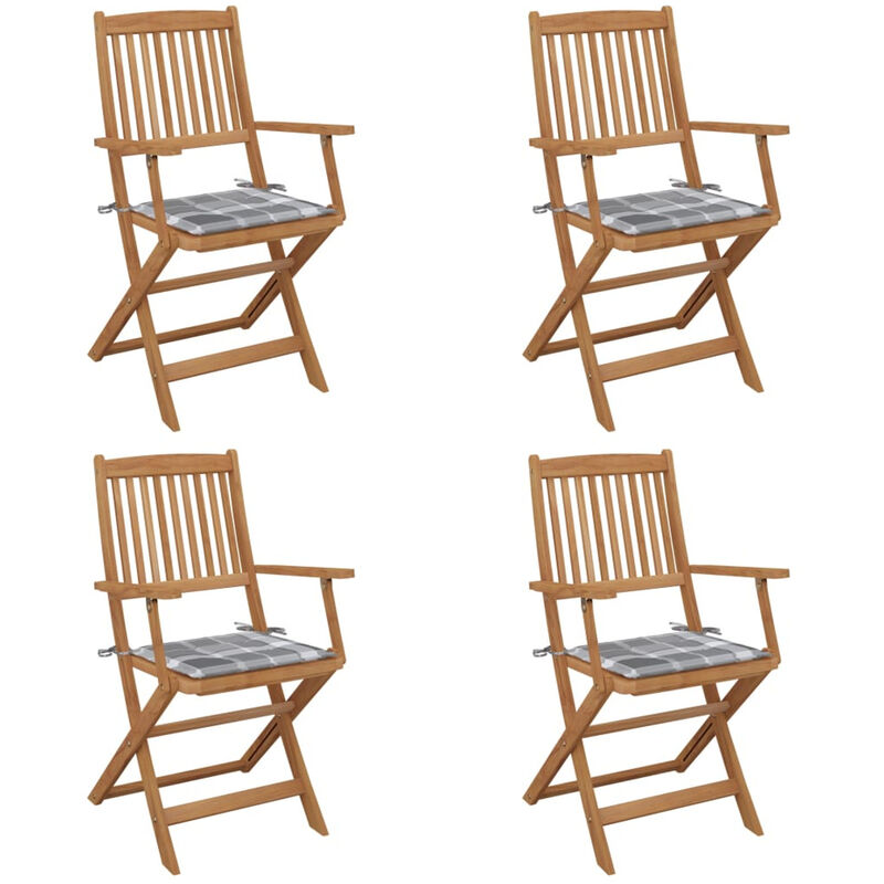

Happyshopping - Sillas de jardin plegables 4 uds y cojines madera maciza acacia