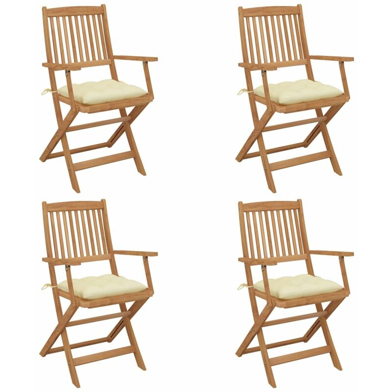 

Sillas de jardin plegables 4 uds y cojines madera maciza acacia