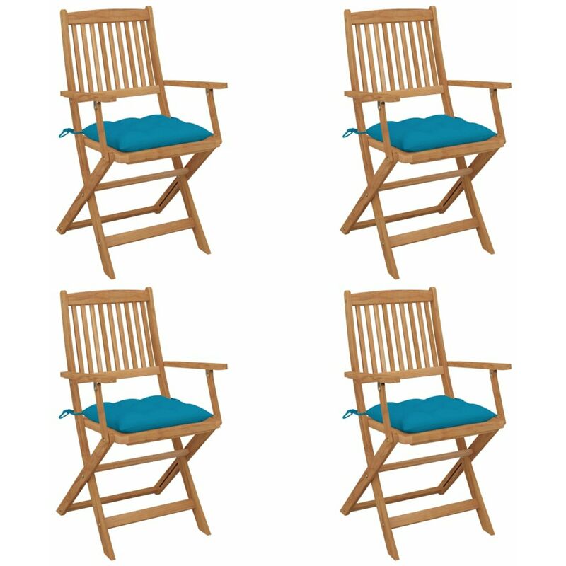 

Sillas de jardin plegables 4 uds y cojines madera maciza acacia