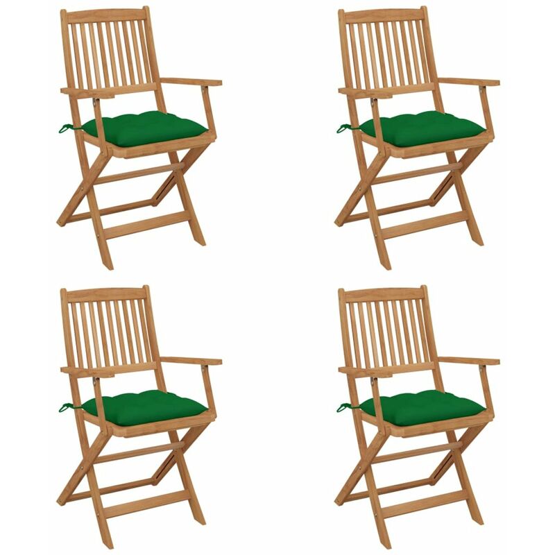 

Sillas de jardin plegables 4 uds y cojines madera maciza acacia