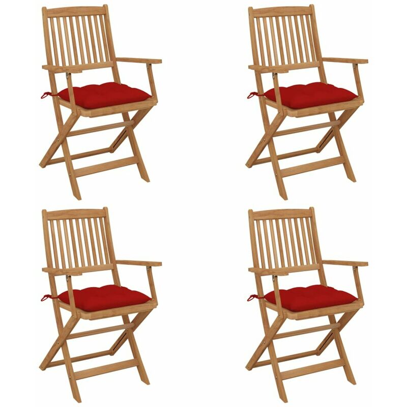 

Sillas de jardin plegables 4 uds y cojines madera maciza acacia