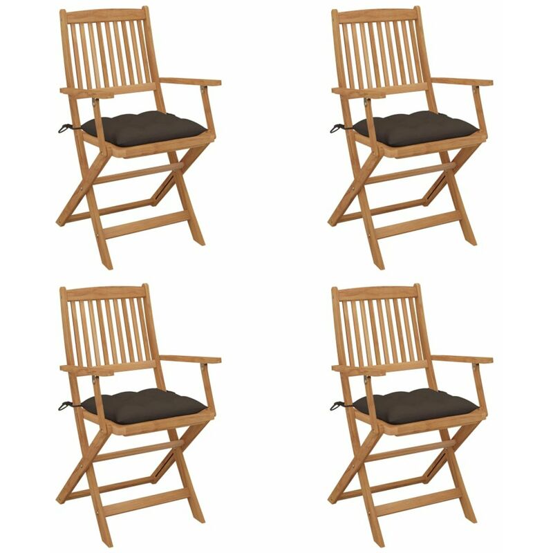 

Sillas de jardin plegables 4 uds y cojines madera maciza acacia