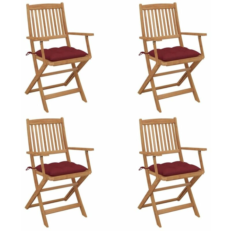 

Sillas de jardin plegables 4 uds y cojines madera maciza acacia
