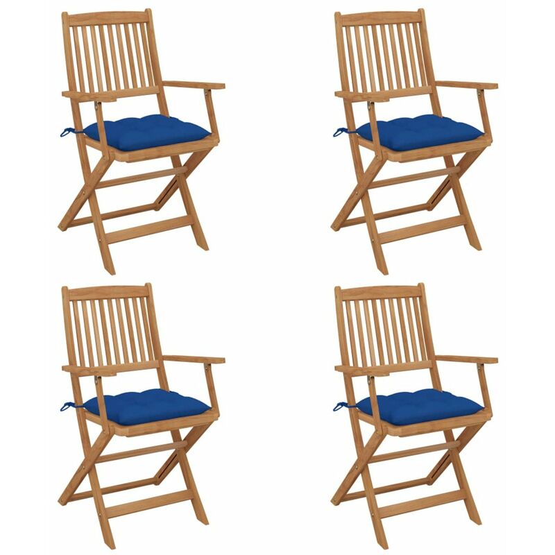 

Sillas de jardin plegables 4 uds y cojines madera maciza acacia