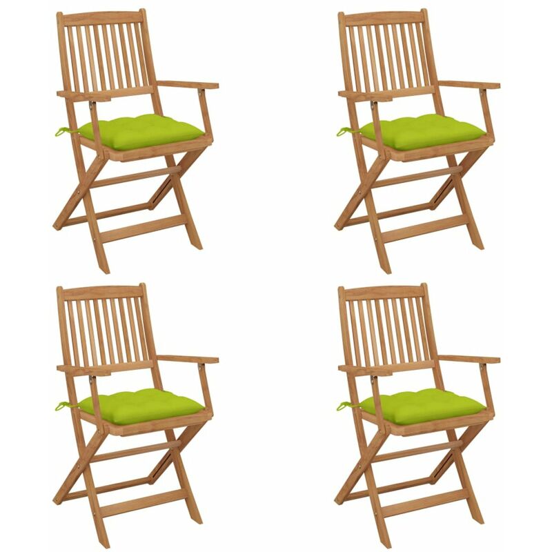 

Sillas de jardin plegables 4 uds y cojines madera maciza acacia