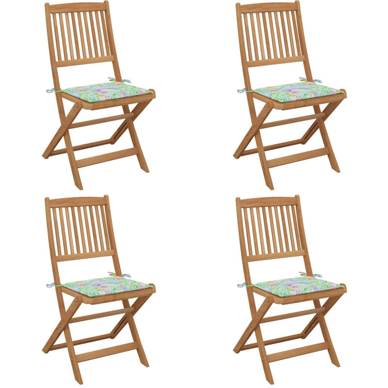 

Sillas de jardin plegables 4 uds y cojines madera maciza acacia