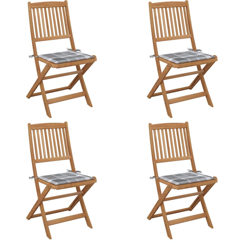 

Sillas de jardin plegables 4 uds y cojines madera maciza acacia