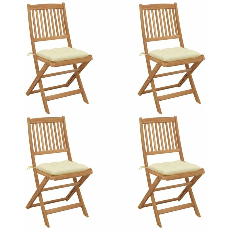 

Sillas de jardin plegables 4 uds y cojines madera maciza acacia
